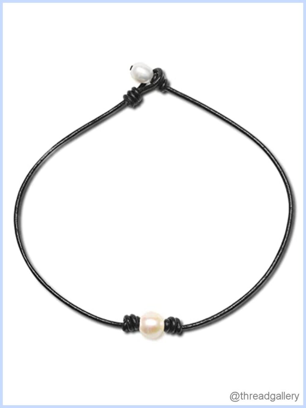 Pearl Leather Choker Necklace Genuine Leather Cord 15 Inch Handmade Jewelry
